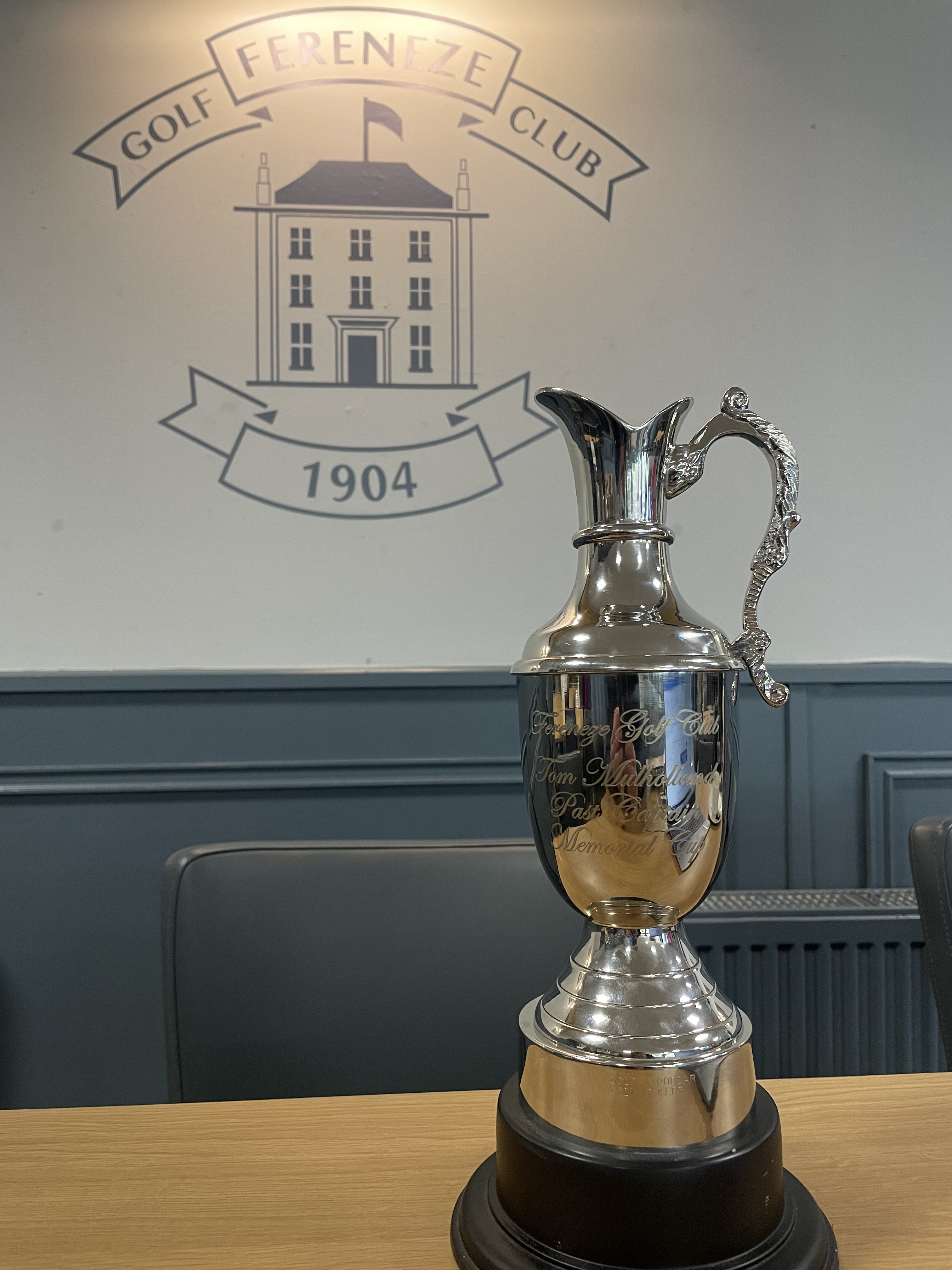 Golf trophy in clubhouse